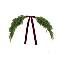 2.6ft Christmas Mirror Garland Artificial Norfolk Pine Swag for Mirror with Velvet Bow Faux Greenery Garlands Christmas Wreath for Xmas Home Door Mailbox Indoor Fireplace Decor