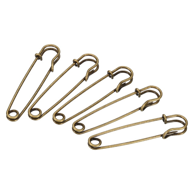 Uxcell Safety Pins 2.95 inch Large Metal Sewing Pins Bronze Tone 20Pcs