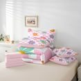 thumbnail image 6 of Manfei Cartoon Flower Floral Twin Bedding Sets 7-Piece for Kids, Swirl Checkered Square Bedding Comforter Set, Pink Buffalo Reversible Sheet Sets, Lightweight Room Decor, 6 of 8