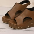 thumbnail image 5 of Viluyesy Women's Wedge Sandals, Open Toe PU Leather Ankle Strap Comfortable Thick Sole Shoes Brown 6.5, 5 of 9