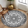 thumbnail image 2 of Round Rugs 5Ft, Grey Boho Round Area Rug Washable Indoor Throw Carpet, Abstract Floral Southwestern Ethnic Tribal Soft Non Slip Circle Rug for Cabinet Bathroom Home Decor Aesthetic, 2 of 8