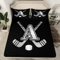 thumbnail image 2 of Homewish Kids Teens Ice Hockey Twin Sheet Sets 3pcs for Boys Girls, Black Gray Monogrammed Twin Fitted Sheet, Sports Theme Flat Sheet, Soft Home Decor, 2 of 7