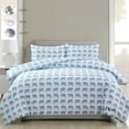 thumbnail image 3 of Melange Home Printed Design Cotton Collection 400 Thread Count Elephants Printeded Duvet Set - 4 Color Grey Queen, 3 of 5