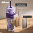 thumbnail image 6 of Sidagar 24 oz Ceramic Lined Stainless Steel Leakproof Travel Mugs with Straw Lid, Purple Floral, 6 of 9