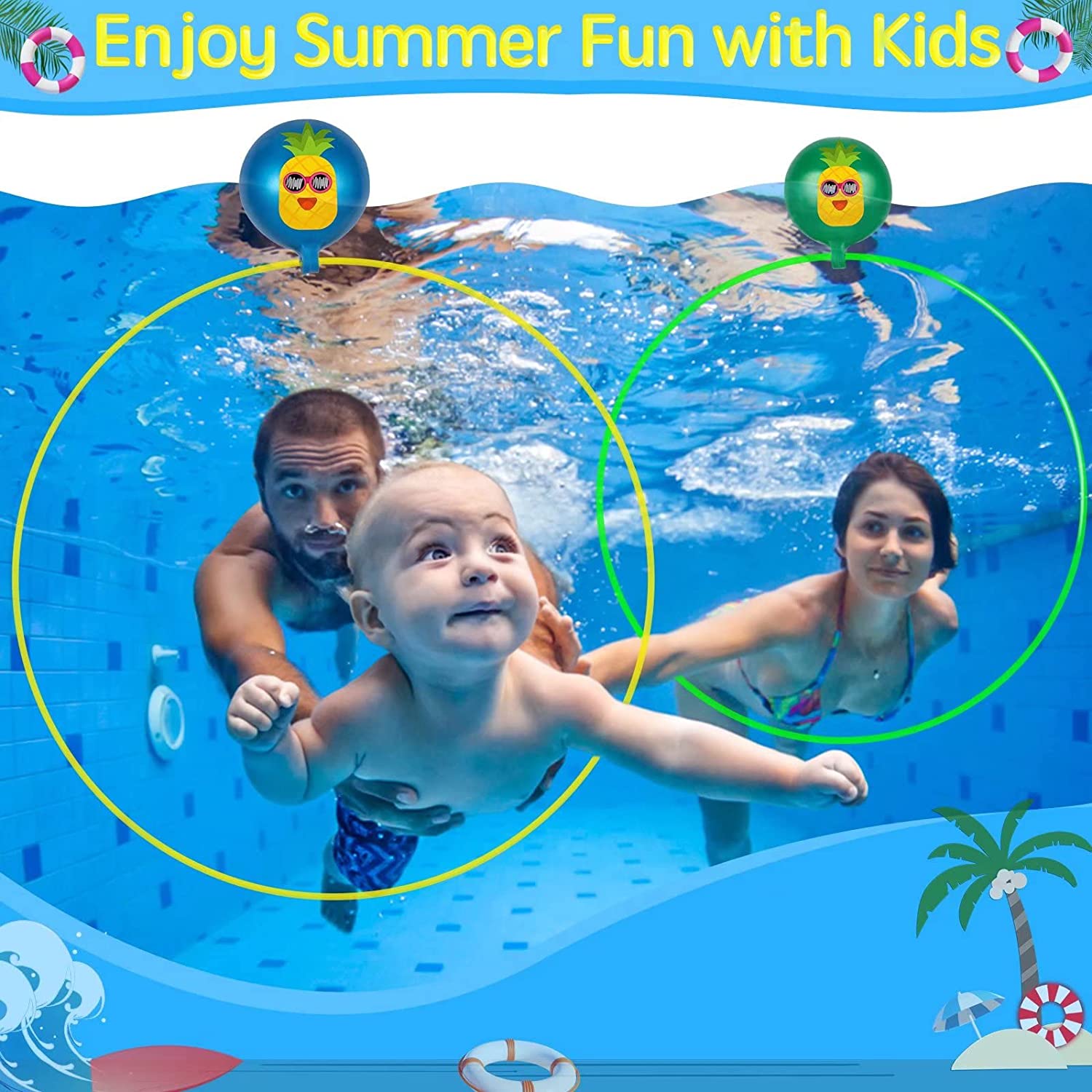 Anneaux de plongée pour piscine - Set de 2 anneaux de plongée - Pour enfants - Jouets