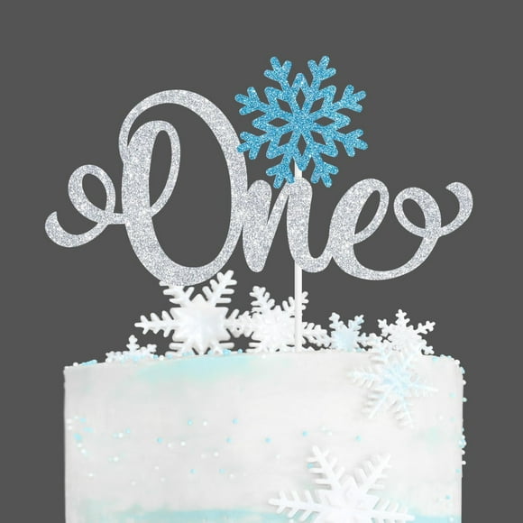 Frosty Flurry Cake Topper - Winter Wonderland Baby Shower Decor - Snowflake Sparkle Party Supplies - Chilly Celebration Decoration Kit