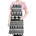 thumbnail image 5 of Black White Ethnic Pattern Apron-Garden Aprons for Women with Pockets-Cotton Linen Waterproof Kitchen Cooking Gardening Aprons Adjustable for Kitchen,Cooking,BBQ and Salon 33x27 Inch, 5 of 7