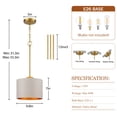 thumbnail image 5 of 1-Light Modern Drum Chandelier Dining Room Pendant Light Fixture with Gray/Gold Fabric Shade for Kitchen, Island, Dining Room, Living Room, 5 of 9
