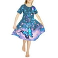 thumbnail image 2 of Yuyamidu Bling Butterfly Dress Up Clothes for Little Girls 5T-6T Blue Kids A-Line Dresses Fashion Summer Spring Short Sleeve Sundress Comfortable Party Going Out School Midi Dress, 2 of 6