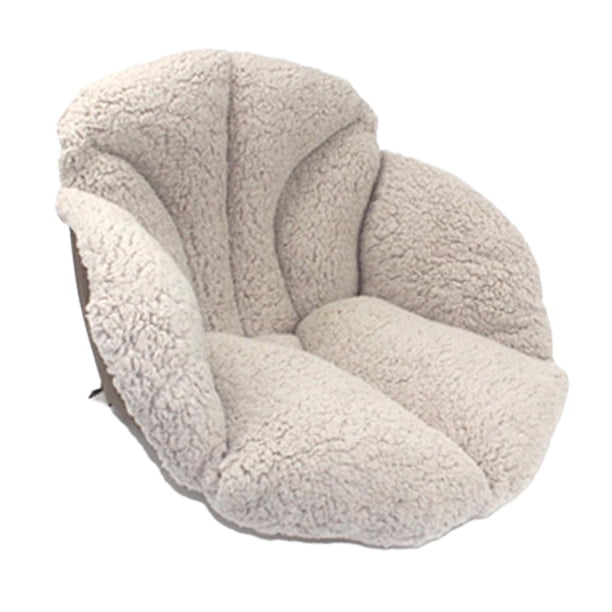 Cojín de felpa para silla de oficina con soporte lumbar, cómodo y cálido para escritorio Caqui