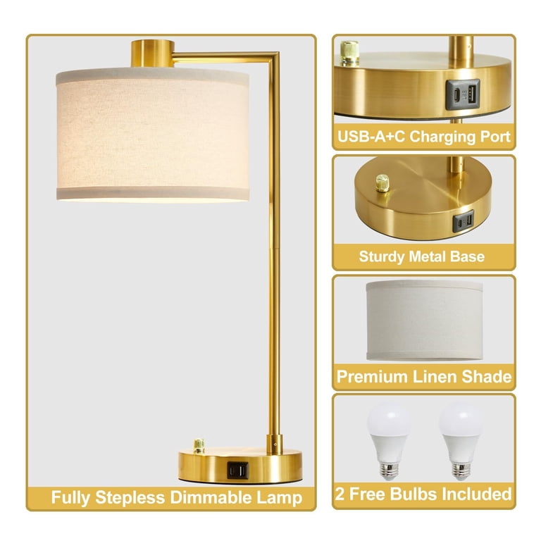Natyswan 2-Pack Dimmable Bedside Lamps with USB Charging Ports photo 6