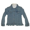 Baby Girls Stretch Twill / Ruffle Bottom Light Denim Jacket With Crystal Buttons 6-24M