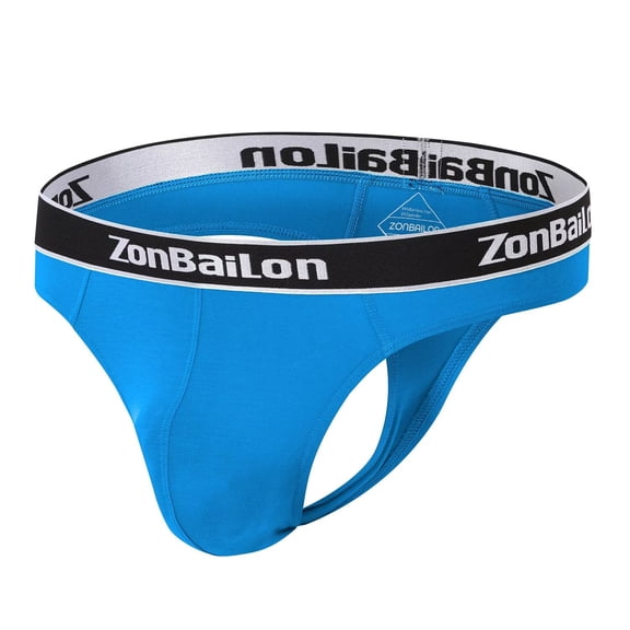 TANBOM Mens Sexy G String Thongs Soft Bulge Pouch Breathable Stretchy Underwear Blue M