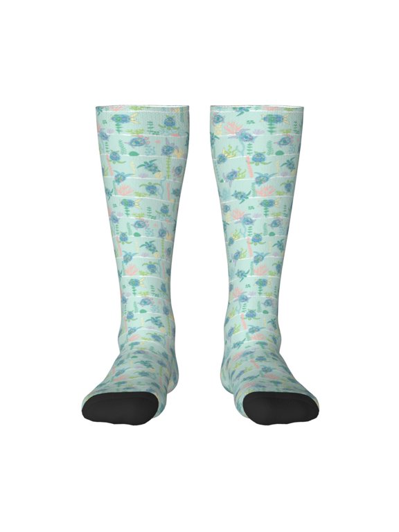 Hirioo Sea Turtle for Adult Stockings Breathable Sock Non-Pilling,Contrasting Color Design
