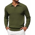 thumbnail image 3 of COOFANDY Mens Knit Polo Shirts Long Sleeve Casual Polo Sweaters Shirt Waffle Textured Collared Sweater, 3 of 6