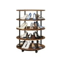 4Tier Round Revolving Shoe Rack with Wheels,Wooden Rotating Shoe Rack