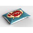 thumbnail image 2 of Ambesonne I Love You Pillow Sham 2 Pack, Pop Art Style Comic, 30"x20", Petrol Blue Red Ivory, 2 of 3