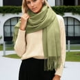 thumbnail image 2 of HNMKIU Soft winter scarf for women Cozy Thick Wrap Shawl Elegant Neck Warmer for Cold Weather Fashionable Outfits and Daily Wear 01_Army Green,One Size, 2 of 5