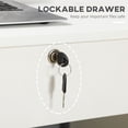 thumbnail image 3 of White Computer Desk with Storage & Lockable Drawer - Home Office Study Table - 43.3” Writing Desk for Living Room, Bedroom, or Office Space, 3 of 7
