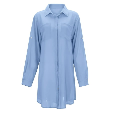 Women s Swimwears Cover-Ups Solid Color Wrinkled Fabric Pocket Button Beach Cover Up Bikini Shirt Swimsuit Cardigan Women Leisure Swimwear