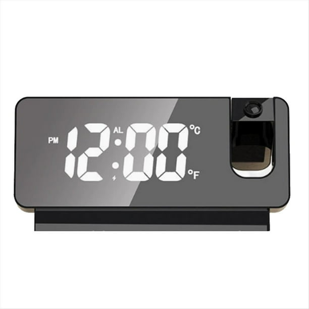 Reloj Electrónico, Despertador con Espejo de Pantalla Grande LED, Reloj Despertador Pequeño con Proyección de Temperatura y Humedad