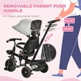 thumbnail image 5 of Qaba Baby Tricycle 5 In 1 Trike, Reversible Angle Adjustable Seat Removable Handle Canopy Handrail Belt Storage Footrest Brake for 1-5 Years Old Gray, 5 of 9