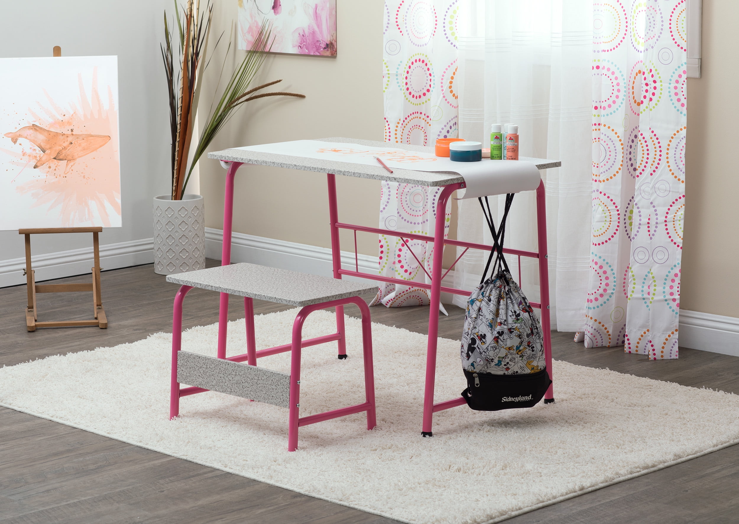 KidKraft Wooden Chalkboard Art Table with 2 Stools Bright Walmart