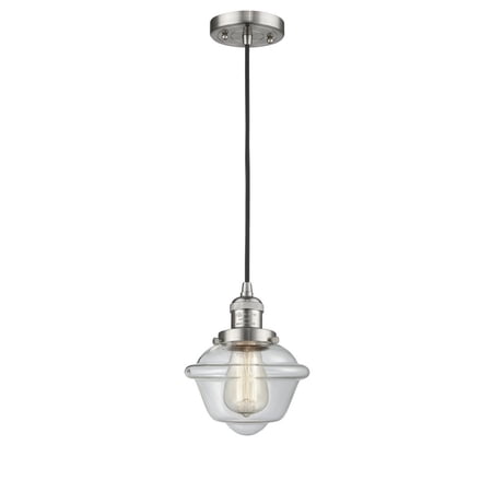 Innovations Lighting Franklin Restoration Oxford - 1 Light 8 Cord Hung Mini Pendant Clear/Brushed Satin Nickel