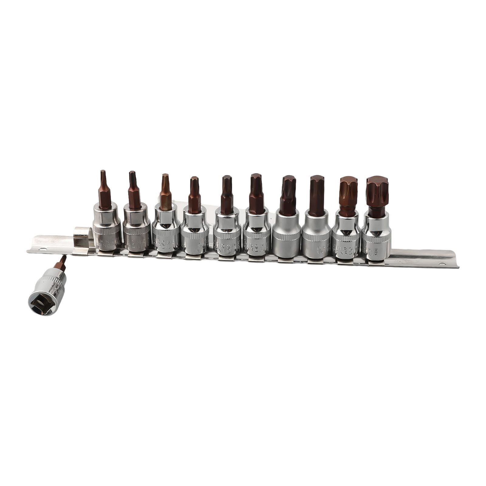 11PCS 3/8 1/4inch Drive Alloy Torx Screwdriver Bits Socket Bit T10-T60 Hand Tool Star Shaped Screwdriver Socket Tool SET B