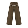 thumbnail image 5 of Wide Leg Sweatpants for Women Fashion Solid Color Loose Elastic Waist High Waist Straight Leg Long Pants With Lace Pockets, 5 of 6