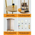 thumbnail image 5 of 61" Floor Lamp with Shelves - 3-Tier Storage Standing Lamp with 3000K E26 Bulb Included, 35lb Capacity Solid Wood Design, Fabric Lampshade for Living Room, Bedroom & Home Decor (Gold), 5 of 8