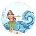 thumbnail image 1 of Hawaiian Hula Dance Cartoon Hibiscus Wave Round Carpet - AH, 1 of 5