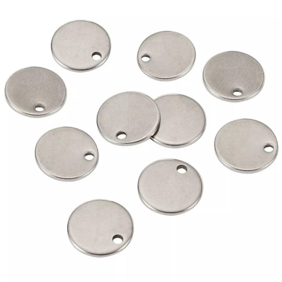 U8MO 100pcs 304 Stainelss Steel Dog Tag Pendants Stamping Blanks Charms Round 8x0.6mm