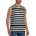 thumbnail image 2 of Balery Black And White Stripes Men's Sleeveless Muscle Shirts Workout Tank Top, Moisture Wicking, Odor Protection-Medium, 2 of 8