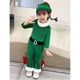 thumbnail image 3 of Conjunto de pantalones navideños verdes para niñas, 3 piezas, sombrero, camiseta y pantalones, disfraz de elfo, fiesta familiar de Año Nuevo, juego de rol, actuación, 3 of 5