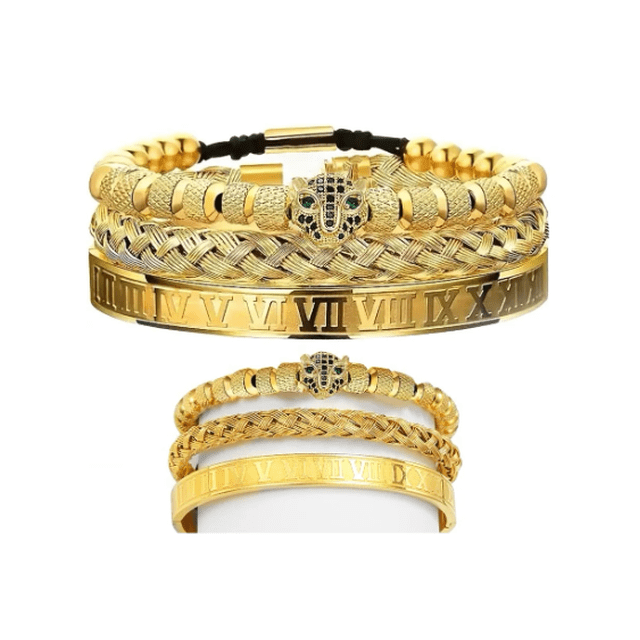 Brazalete De Lujo Xtellar Pulseras Oro Para Hombres Ajustable 3pcs