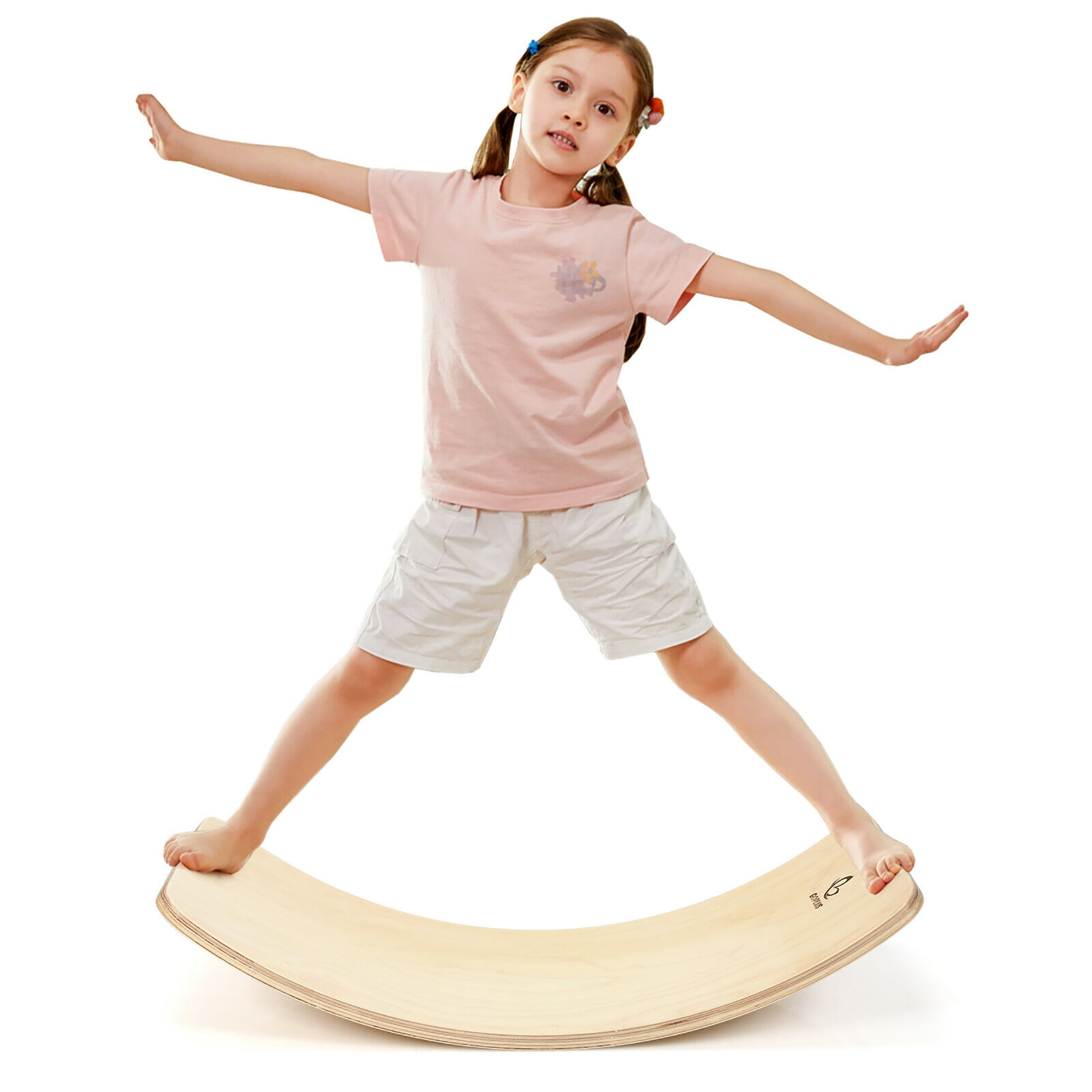 Wooden Wobble Balance Board,KDB 35 Inch Multifunction Rocker Board Natural Wood Yoga Curvy Board for Classroom & Office Adult Kids Toddler Open Ended Learning Toy 
