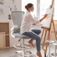 thumbnail image 2 of Gymax 2 Pcs Chaise de Bureau à Domicile avec Accoudoirs Relevables Repose-Pieds Réglable Anneau, 2 of 10
