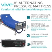 Vive 8 Alternating Pressure Mattress – Low Air Loss Hospital Bed Topper with Inflatable Pump for Pressure Ulcers & Bed Sores