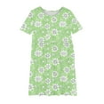 thumbnail image 4 of Riecok 6 - 15 Year - Old Girls' Summer Round - Neck Short - Sleeve Floral - Element Dress with Waist - Gathering, Pocket and Layered Look Green 5-6 Years, 4 of 4