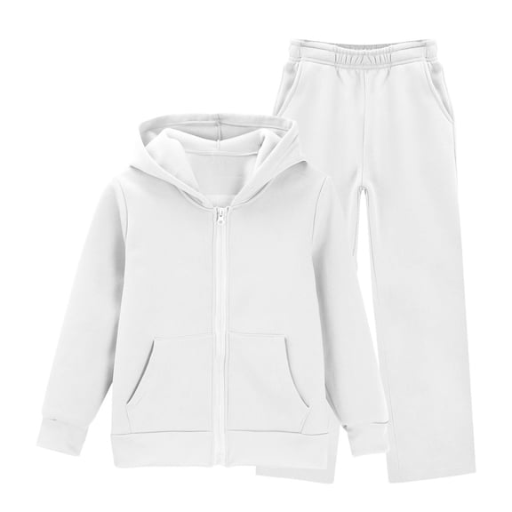 YunPes Girls Zip Up Sweatshirt Pants Set 2-Piece Long Sleeve Hoodie Track Pants Outfits Winter Casual Trendy Athletic Sweatsuit
