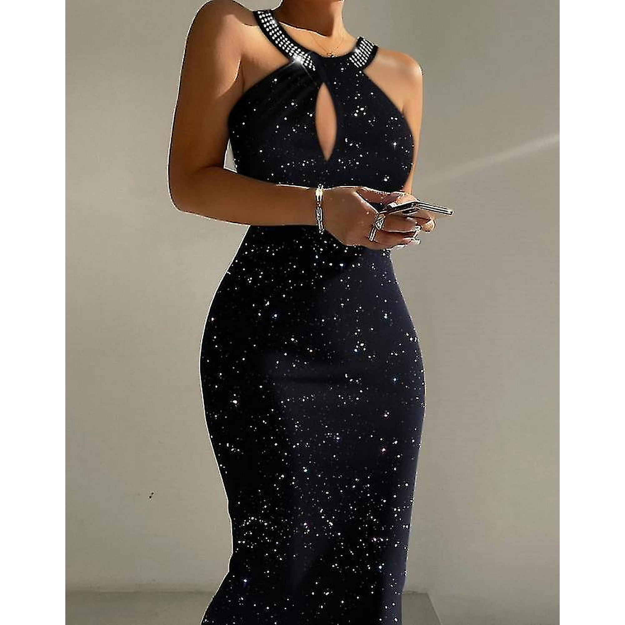 M M Party Dress Skinny Rhinestone Chain Pattern Cold Shoulder Dress Ladies Wedding Guest Dresses Elegant Fall Outfits Women G Need Walmart