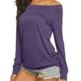 thumbnail image 3 of Women'S Long Sleeve Boat Neck Off Shoulder Blouse Tops  XL, 3 of 7