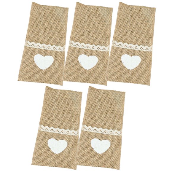 Minkissy 5Pcs Vintage Cutlery Case for Silverware Bags Rustic Women Decor