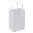 thumbnail image 4 of 100pcs 5.25x3.25x8.25 Inch Small Plain Natural Paper Gift Bags with Handles Bulk, Kraft Bags for Birthday Party Favors Grocery Retail Shopping Business Goody Craft Bags Cub (White 100 Count), 4 of 7