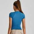 thumbnail image 4 of SWSMCLT Women's Soft T Shirt Fitted Top Basic Scoop Neck Lightweight T-shirt Yoga Summer Cool Workout Thin Spandex Sky Blue X-Small, 4 of 5