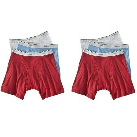 Fruit of the Loom Men's No Ride Up Traditional Fly Assorted Boxer Briefs Pack of 6, Medium