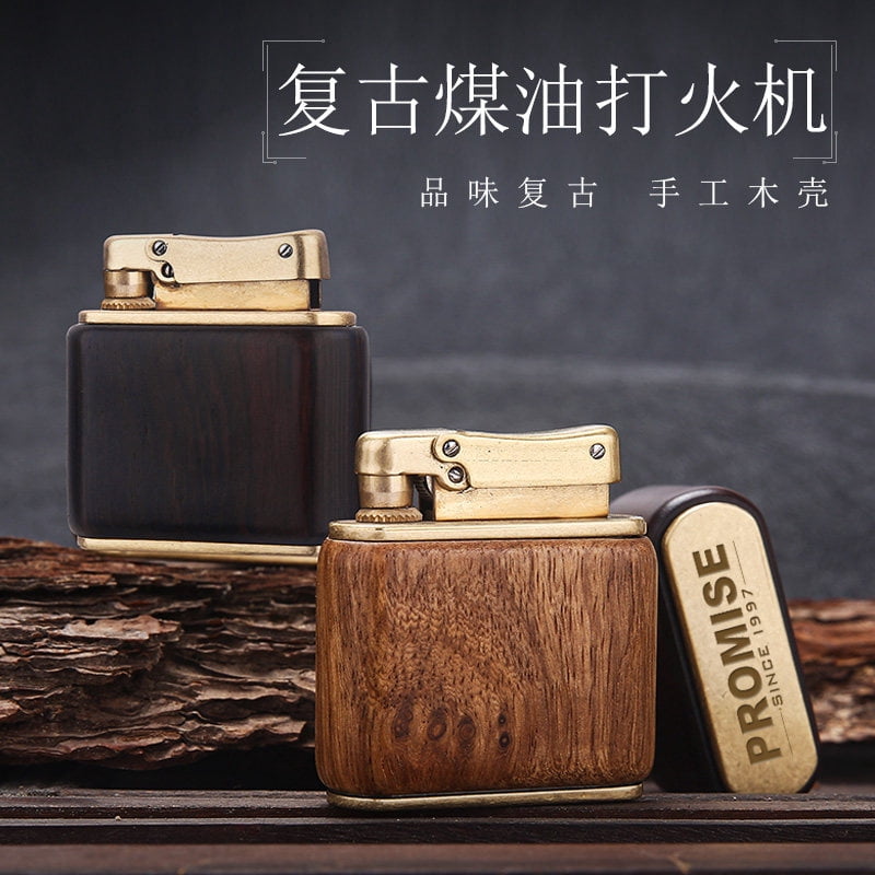 Kerosene lighter, Top Metal Pocket Lighter Daily Use, Sold Without Fuel.,SKU01018-黑檀木
