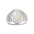 thumbnail image 1 of RYLOS Men's Rings 14K White Gold Nugget Ring with Cabochon Gemstone & Diamonds Opal Rings For Men Size 10, 1 of 7
