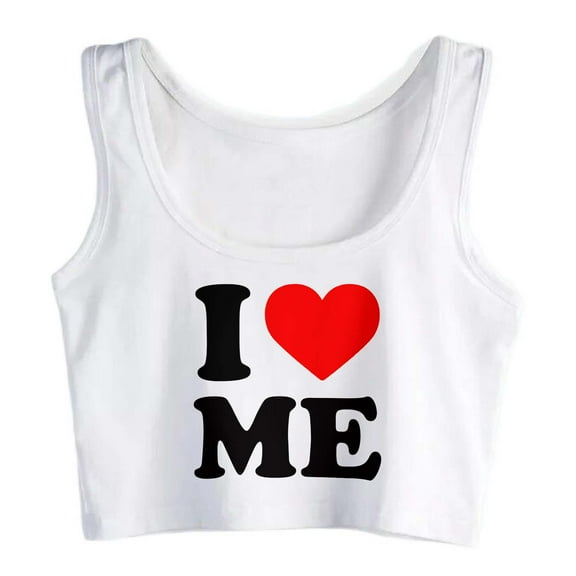 I Love Me Women Funny Sleeveless Cotton Crop Tank Top Girl Shirt